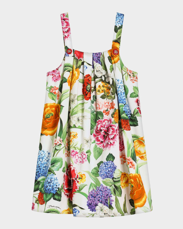 Girl's Floral-Print Pleated Dress, Size 4-